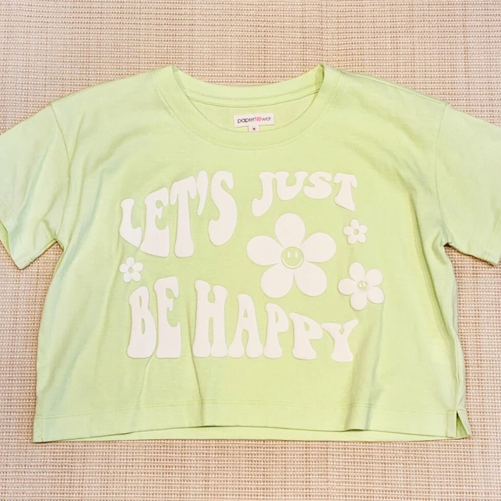Paper Flower Let's Just Be Happy Crop Tee size L (size 12)